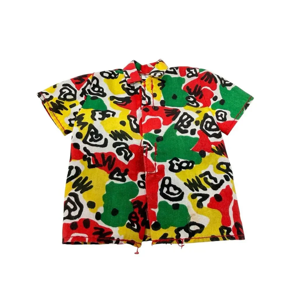 Genuine Barbie‎ Doll Shirt Ken Hawaiian Button Up Colorful Vintage Style Top